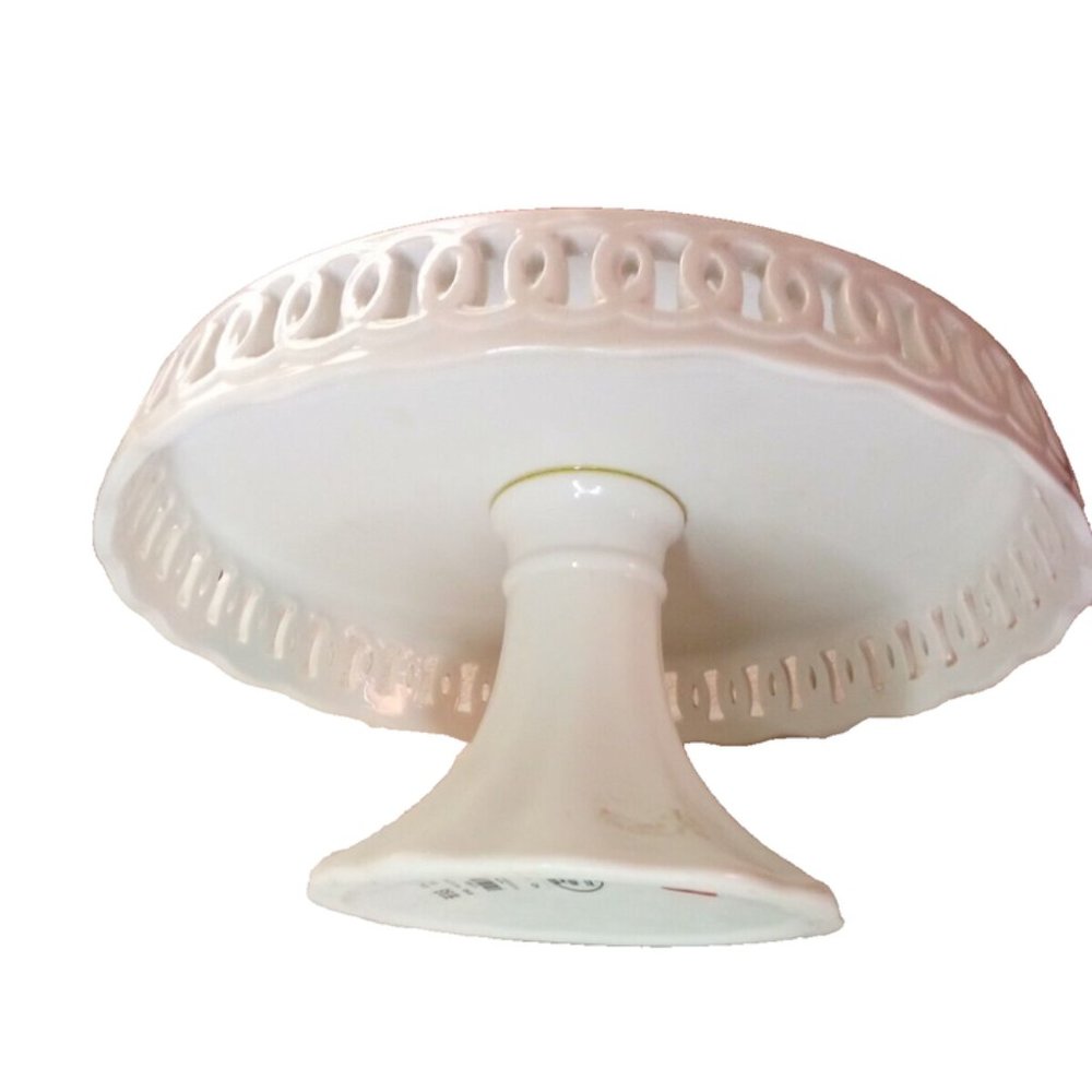 Peppertree Table Tops Ceramic Cake Plate Stand New with Tags! Collectible White